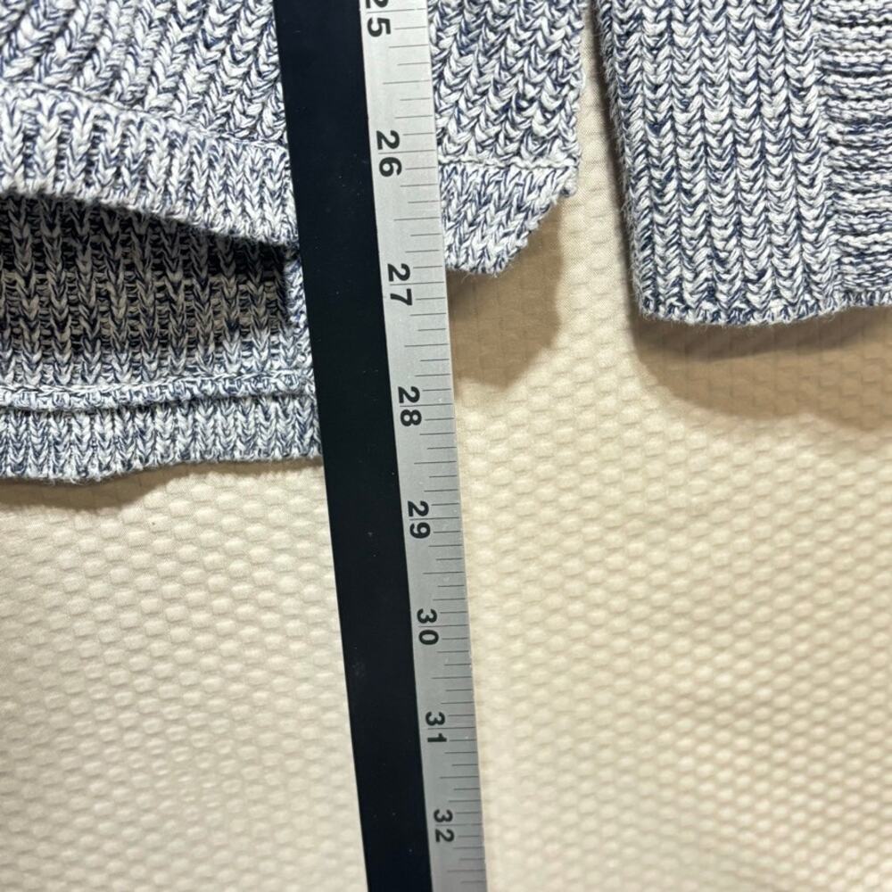 Wrap London Navy White Marled Cotton Sweater Crossover Front Size US Small - Picture 8 of 9